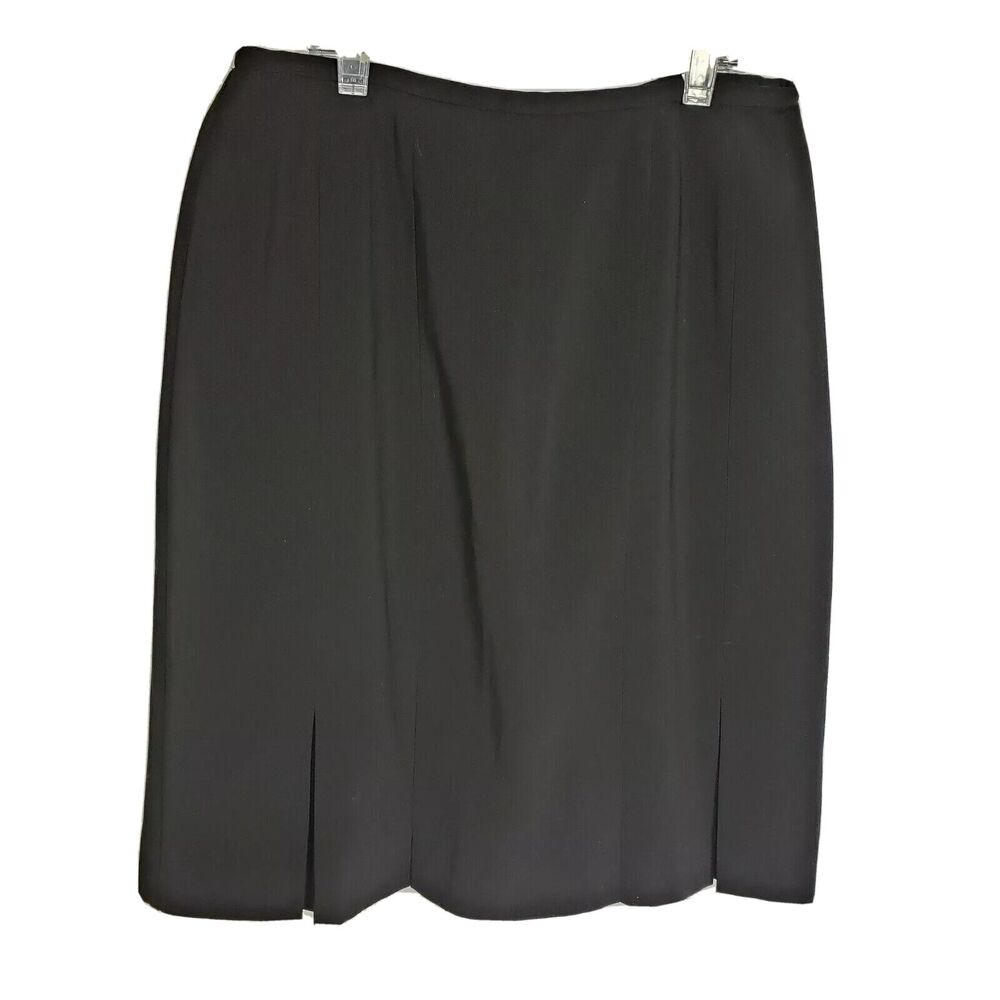 Norton McNaughton Petites Womens Skirt 10P Black Pleated Hem Lined Polyester